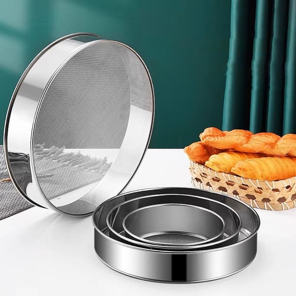 1-delt melssikt i rustfritt stål, husholdningsfinmasket sil for baking