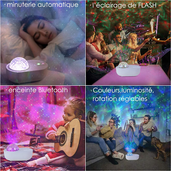 LED Starry Sky Projector Night Light, Ocean Wave och Galaxy Project