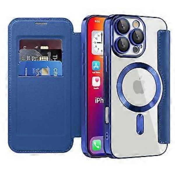 Magnetiskt fodral med kortfack och RFID-skydd i läder för iPhone 16 Pro Max Style C