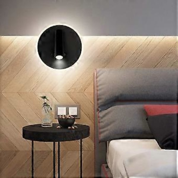 Nirvana Væglamper Led Natlampe 7W+3W med Dobbelte Kontakter til Boglæsning, Loft Sengegavl Læse Væglampe, 3000K Natlæselampe