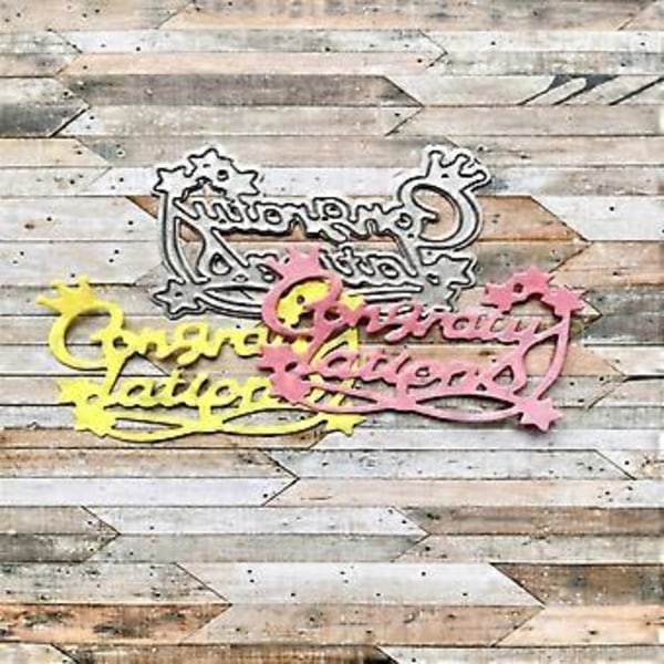 Tillykke med dimissionen Metal Skærestencils til DIY Scrapbooking Dekorativ Prægning Papirkort Skabelon QB3391 congratulatio