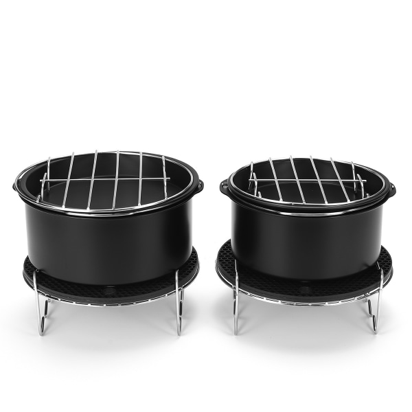 5 stk 6 tommers Air Fryer tilbehør for 3,2qt-2,8qt Pizzatallerken Gri