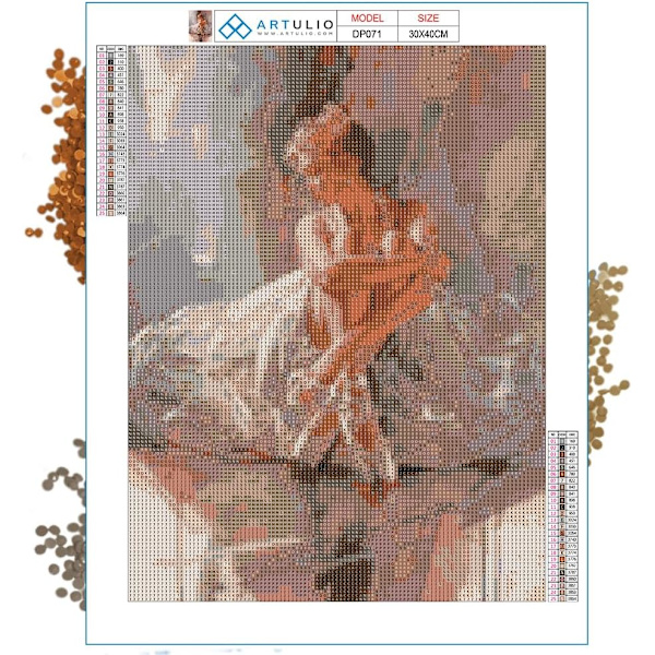 Diamantmålning komplett kit - Balettdansare vilar - 30x40 cm