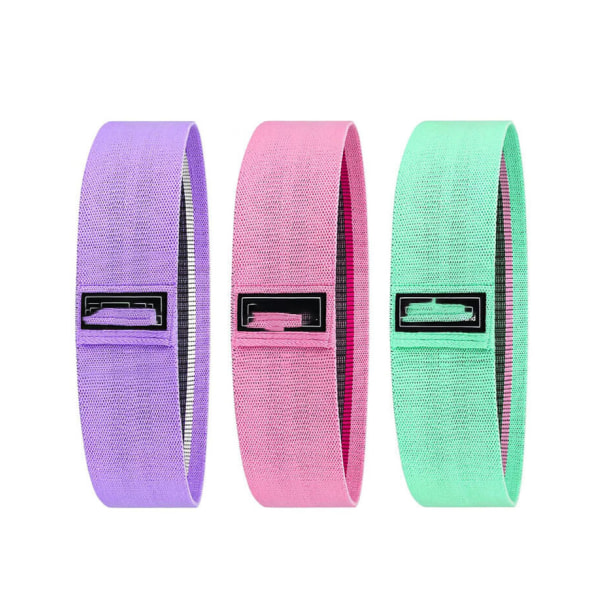 Lila, rosa, grön - motståndsband, set med 3 elastiska tyger