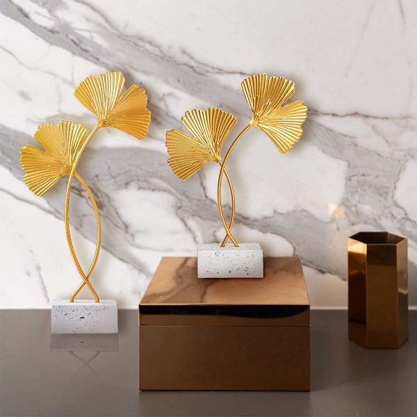 Gylne blader, Ginkgo Biloba ornamenter, Metalldekorasjon for utendørs