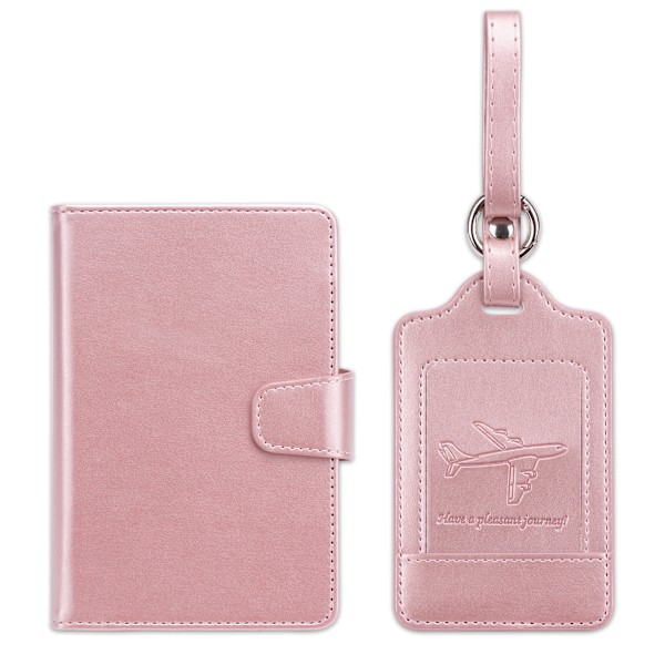 (Rosa), Passveske + Flymerke, 2-delt sett, Kuffertmerke, Su