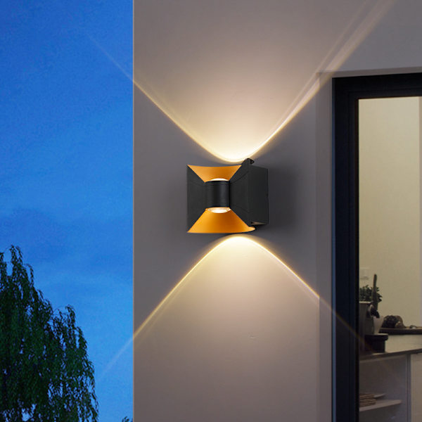 LED indendørs og udendørs vandtæt væglampe sort 98 * 90mm