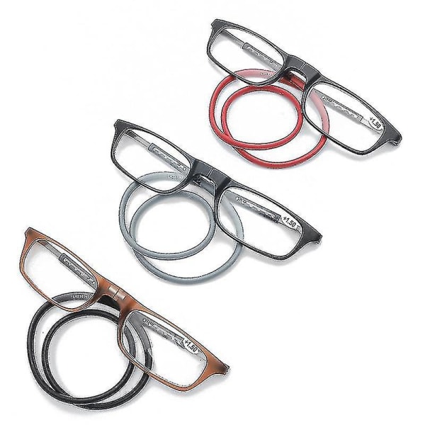 Reading Glasses High-grade Tr Magnetic Absorption Hanging Neck Funky Readers Glasses.2.25 Magnification.three piece set