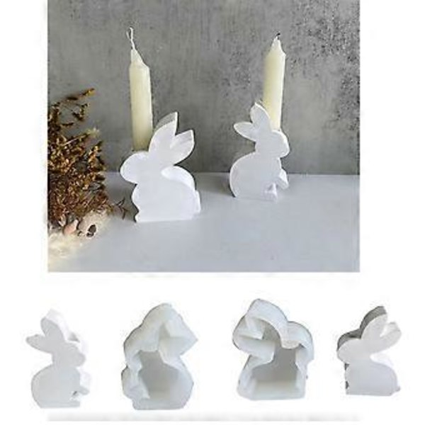 Handgjorda Ljusstake Silikonformar DIY 3D Kanin Ljushållare Epoxigjutformar Påskkanin Hartsformar 2