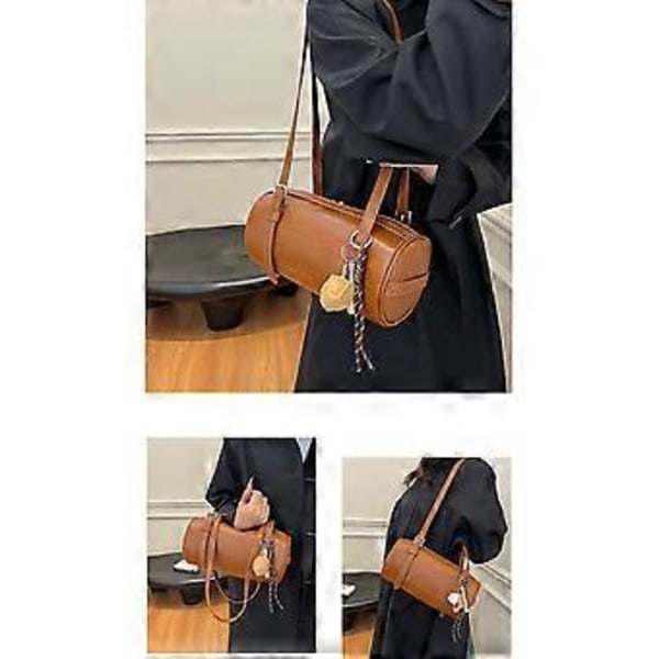 2025 Vinterkollektion Dame Cylinder Håndtaske Stilfuld PU Læder Skuldertaske Multifunktionel Crossbody Taske Sort Black