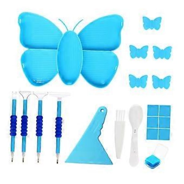 5D DIY Diamantmålning Bricka, Borrbricka Verktygsset Tratt Rad Borrbricka Behållare Multifunktionell Flip Borrplatta Strass Sorteringsbricka (Blå) Blue