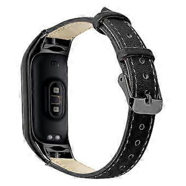 Til Xiaomi Smart Band 8 Ægte Læderrem med Sort Urkasse Style D