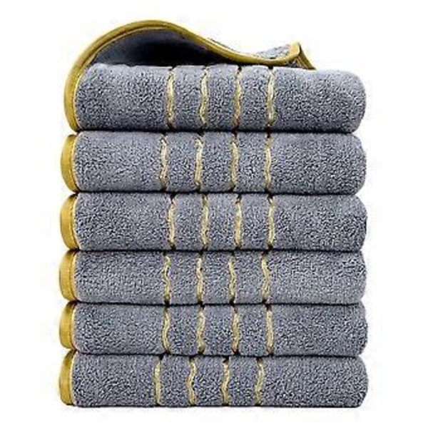 6-delt Håndklesett Velvet Spun Svært Absorberende Mykt Badehåndkle Egnet For Baderom Spa Gym F