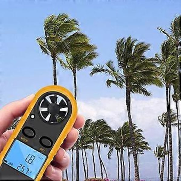GM816 Digital Anemometer Vindhastighedsmåler LCD Håndholdt Luftstrøms Vindmåler Termometer