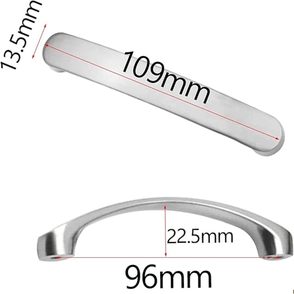 (Hullafstand: 96mm), 8 stk. Aluminium Køkken Skabsdørsgreb