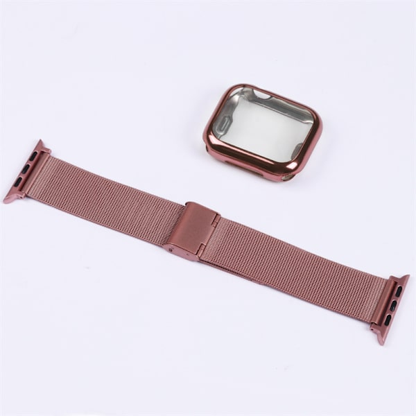 40 mm roséguld armband med silikonfodral och Apple Watch-armband, ma