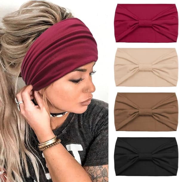4 Stykker Dame Hårbånd Bred Elastisk Blød Boho Hovedbøjle Leopar