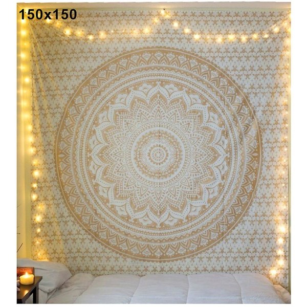 Gelb Mandala B?hmische Yogamatte Indische Wandteppiche - 150x150c