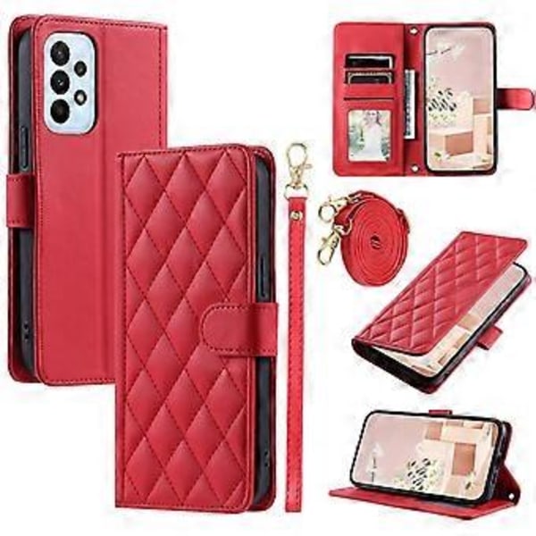 Til Samsung Galaxy A32 4G (EU Version) Crossbody Telefon Cover Rhombus Læder Wallet Cover Style F