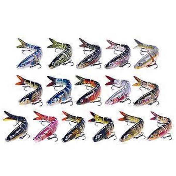 Fiskedrag Flera Sektioner Beten Fiskekrokar Saltvatten 3D Konstgjorda Fiskedrag Swimbait Wobblers Fiskeredskap Complete set of 16 p