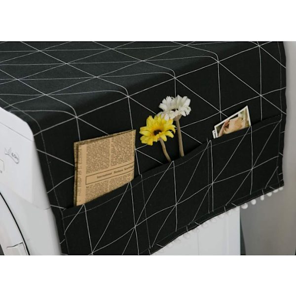 Køleskabsstøvdæksel sort 130 x 55 cm, køleskab med opbevaring