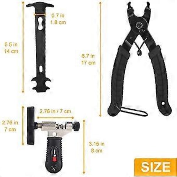 Cykelkæde Splitter Link Cykel MTB Breaker Reparations Nitte Pin Remover Værktøj (Sort+Sølv)(3 stk)