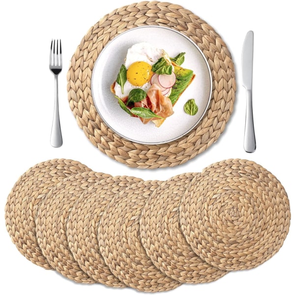 35cm, 6-piece natural woven water hyacinth tableware, circular, w