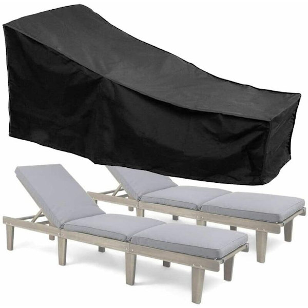 Havemøbelbeskytter, 2 stk. Vandtætte havemøbelbetræk, 210D Oxford, Anti-vind, Anti-UV, Rivfast til solseng (200 x 75 x 40/70cm) - Sort