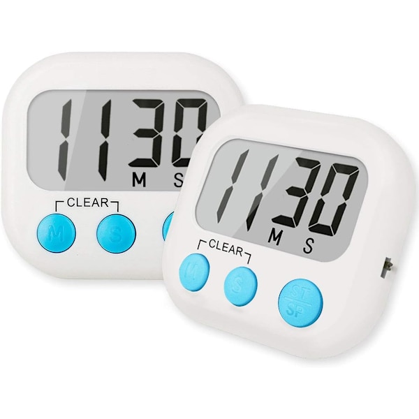 2 Pak Digital Køkken Timer til Madlavning Store Cifre Høj Alarm M