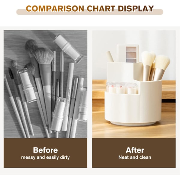 Makeup opbevaringsboks, 360 ° roterende makeup organizer, 3-rum