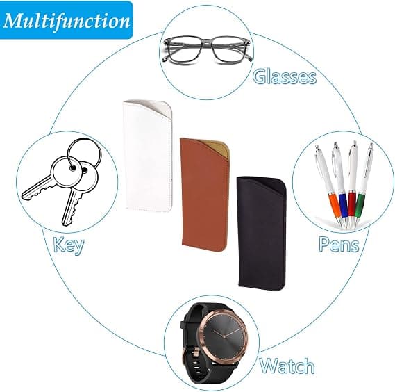 Set med 3 mjuka glasögonfodral Cortex (svart, vit, brun)