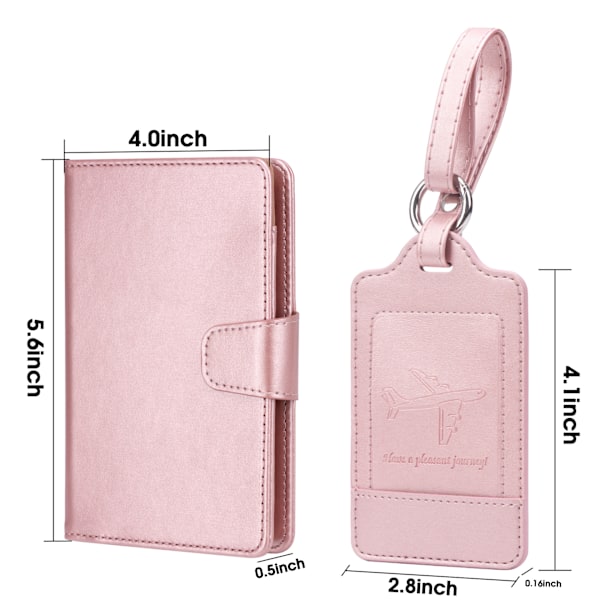 (Rosa), Passveske + Flymerke, 2-delt sett, Kuffertmerke, Su