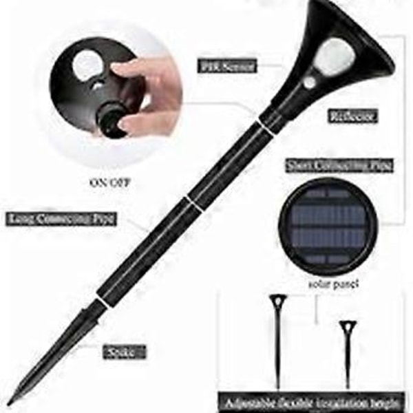 Solcellelampe for utendørs bruk med bevegelsessensor, vanntett IP65, solcellebelysning for utendørs bruk, trådløs, justerbar, sikkerhetslampe,