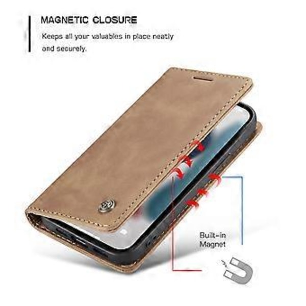 CaseMe-013 Læder Etui Til iPhone 13 Til iPhone 13 Brown
