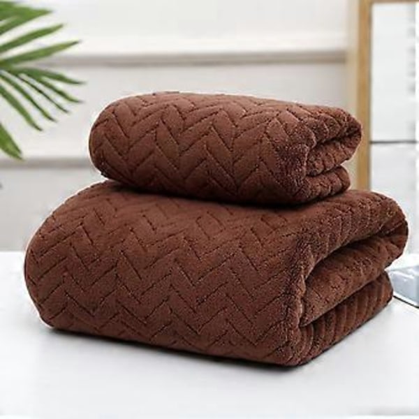 Håndkle Badehåndklesett Fløyelspunnet Svært Absorberende Mykt Badehåndkle Egnet For Baderom Spa Gym Brown