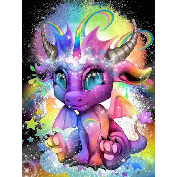 30x40cm 5D DIY Diamantmålning Full,Cartoon Dragon#H,DIY Diamant