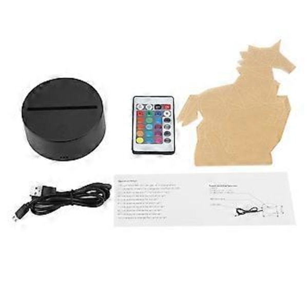 4.5V USB 3D Illusjon Visuell Nattlampe 7 Farger Berørings Skrivebordslampe (Svart Base + Fjernkontroll)