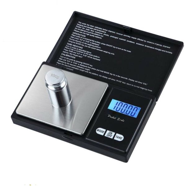 Digital lommeskala, 1000g/0,1g Gram skala, Mini skala Gram og
