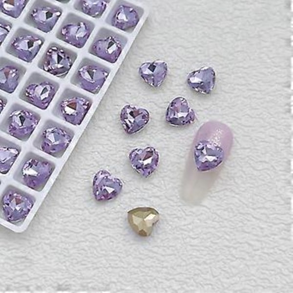 10x Runda Nagelstenar Hjärtan Nagelstrass Berlocker Fjärilsformade Nagelberlocker Fyrkantiga Nagelkonst Berlocker DIY Nagelkonst-Dekor 6