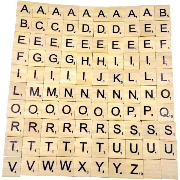 Puupalikat A-Z, 100 kpl, Musta