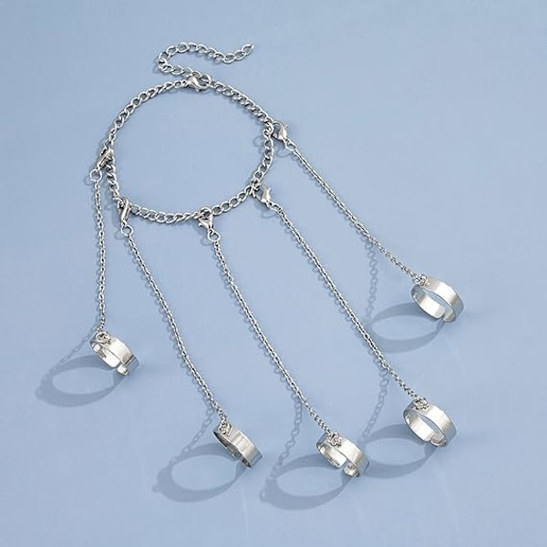 Kæde Finger Ringe Armbånd Punk Lagdelt Kæde Kvast Armbånd med Finger Ring Finger Kløer Arm Manchet Smykker til Kvinder