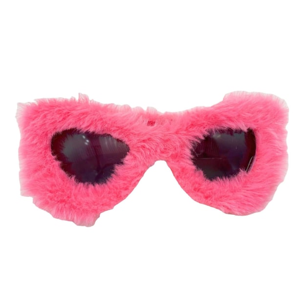 Plysch Fuzzy Cat Eye Solglasögon Punk Soft Velvet Shades rosa röd