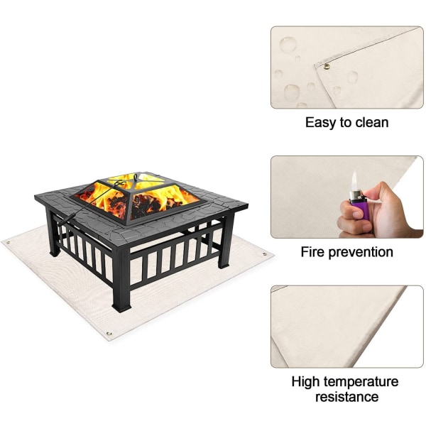 100*100cm Brannsikkerhetsmatte for bålpanne Grillmatte Gassgrill Brannsikker matte Varmebestandig