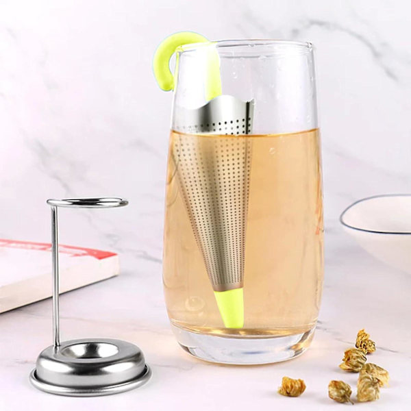 Löst te-sil | Återanvändbar paraply te-infuser med droppbricka