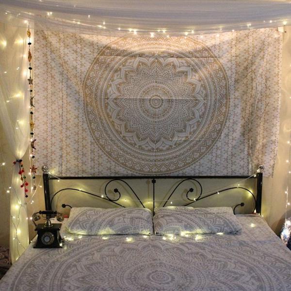 Keltainen Mandala Boheemi Jooga Matto Intialainen Seinävaate - 180*230cm