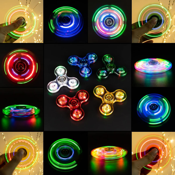 2 stk LED Lys Fidget Spinner - Krystallgrønn, Lys Fidget Finger