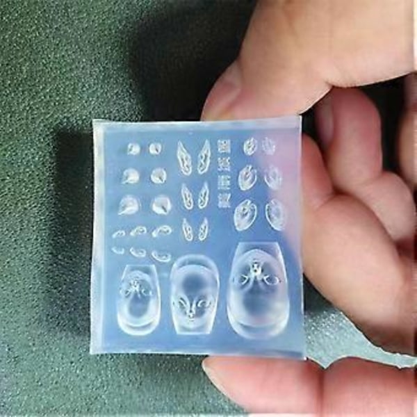 DIY Silikon Nagelstämplingsplatta Älv Docka DIY Nagel Snideri Formar Djävulshorn Stämpling Nagelkonst Formar Silikonmaterial SET