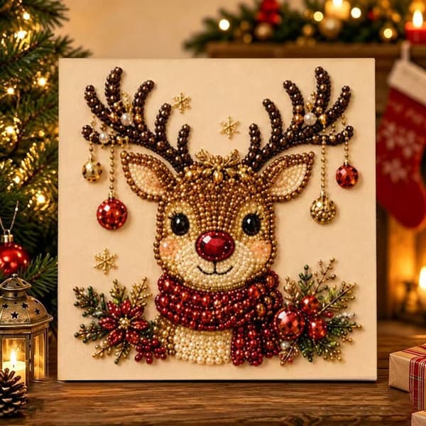 Juleperle- og diamantmalingssett, DIY-perlekunstsett for voksne—Rangifertarandus Rangifertarandus