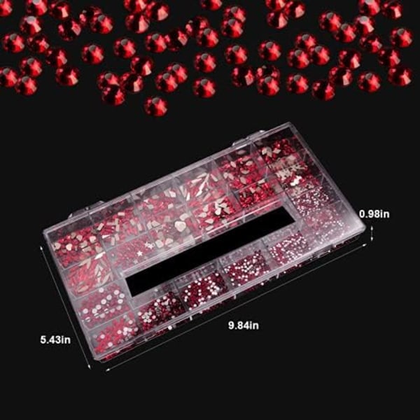 2500 stk (rød) Nail Art Rhinestones AB Nail Art Rhinestones, HOINC