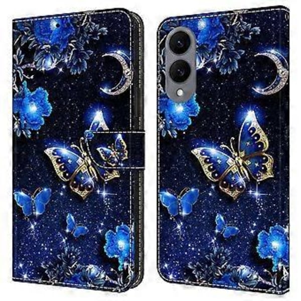 Læderetui med mønstertryk, pung og stativ til Samsung Galaxy S25 Edge Brilliant Butterfly